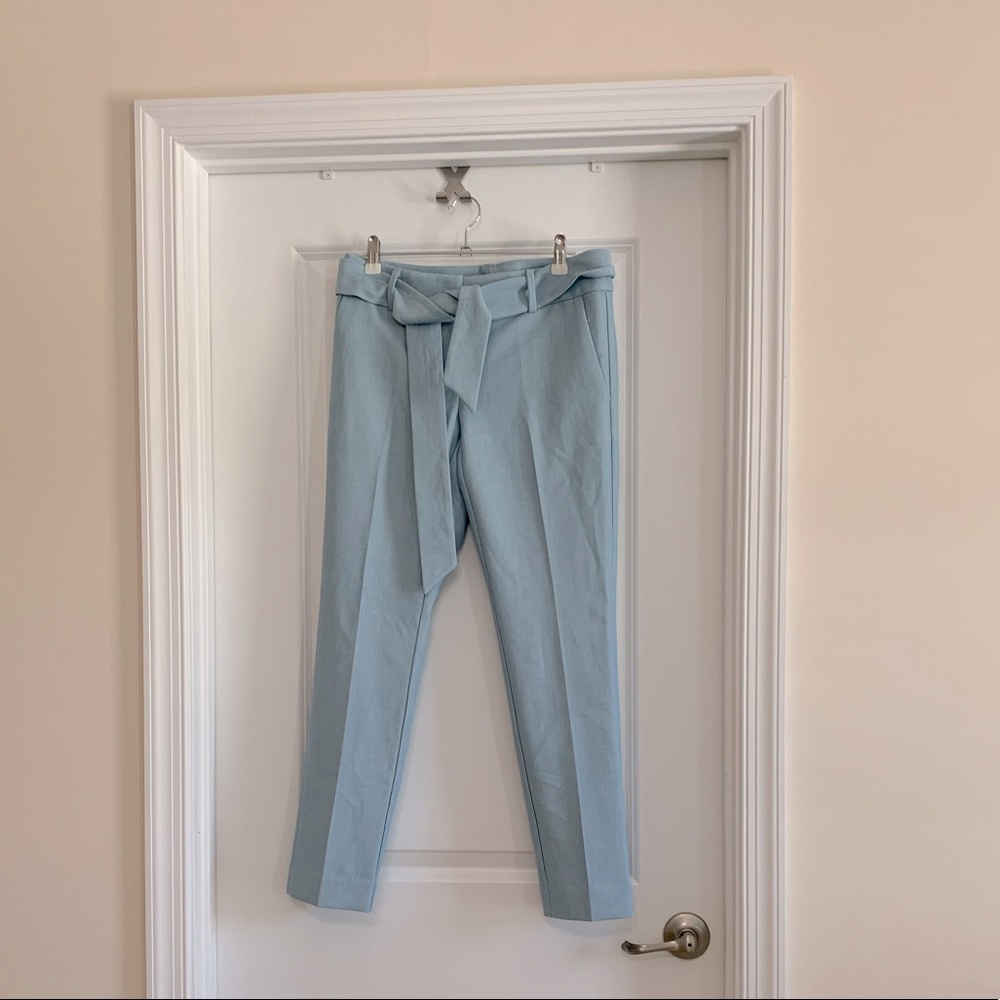Baby blue LOFT marisa tie waist pants cropped
